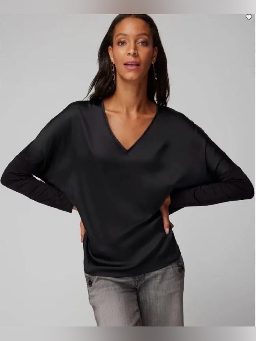 WHBM WOVEN LONG SLEEVE TEE TOP
